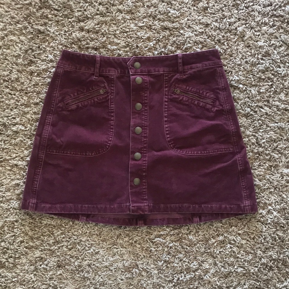 Maroon corduroy mini skirt